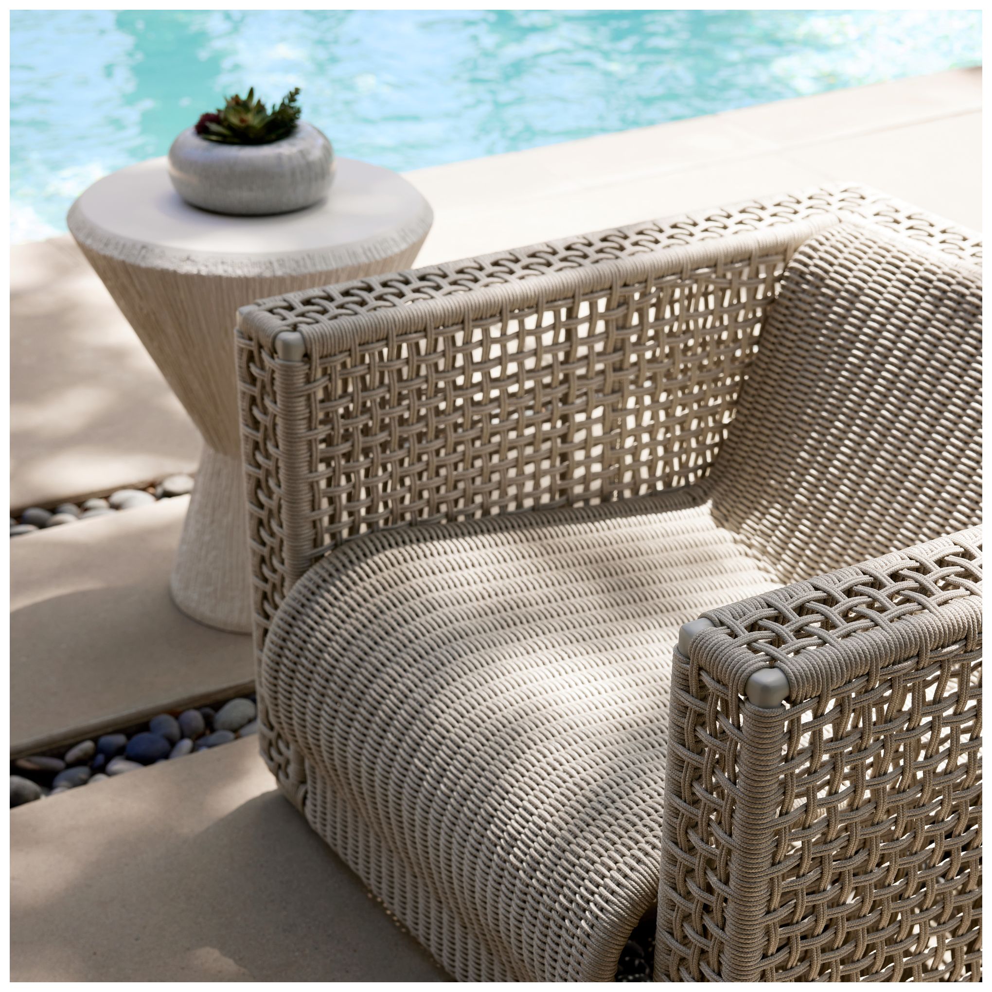 Arteriors Guidry Outdoor Lounge Chair Buff Synthetic Rope