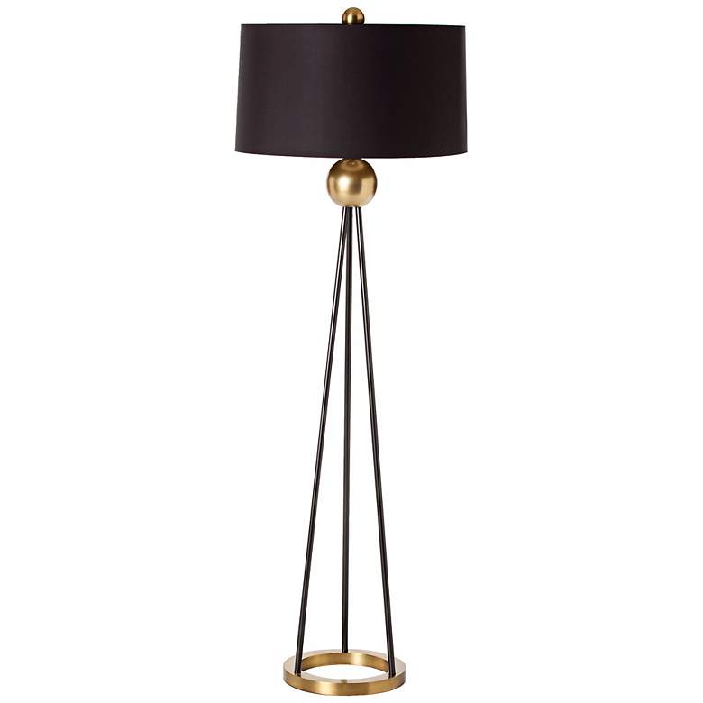 Image 1 Arteriors Hadley Antique Brass and Black Floor Lamp