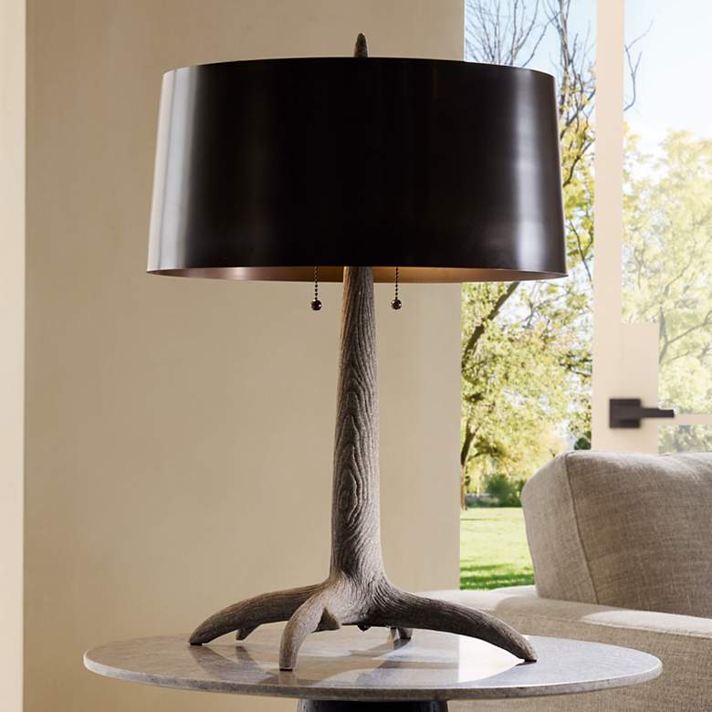 Image 1 Arteriors Haggard Rice Stone Lamp Graphite