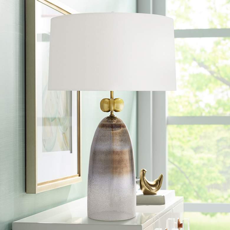 Image 1 Arteriors Haley Lamp Smoke Luster Ombre Glass Antique Brass