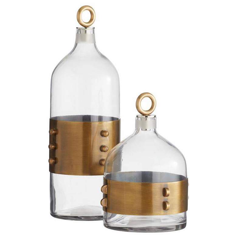 Image 1 Arteriors Hancock Decanters, Set of 2 Clear Antique Brass