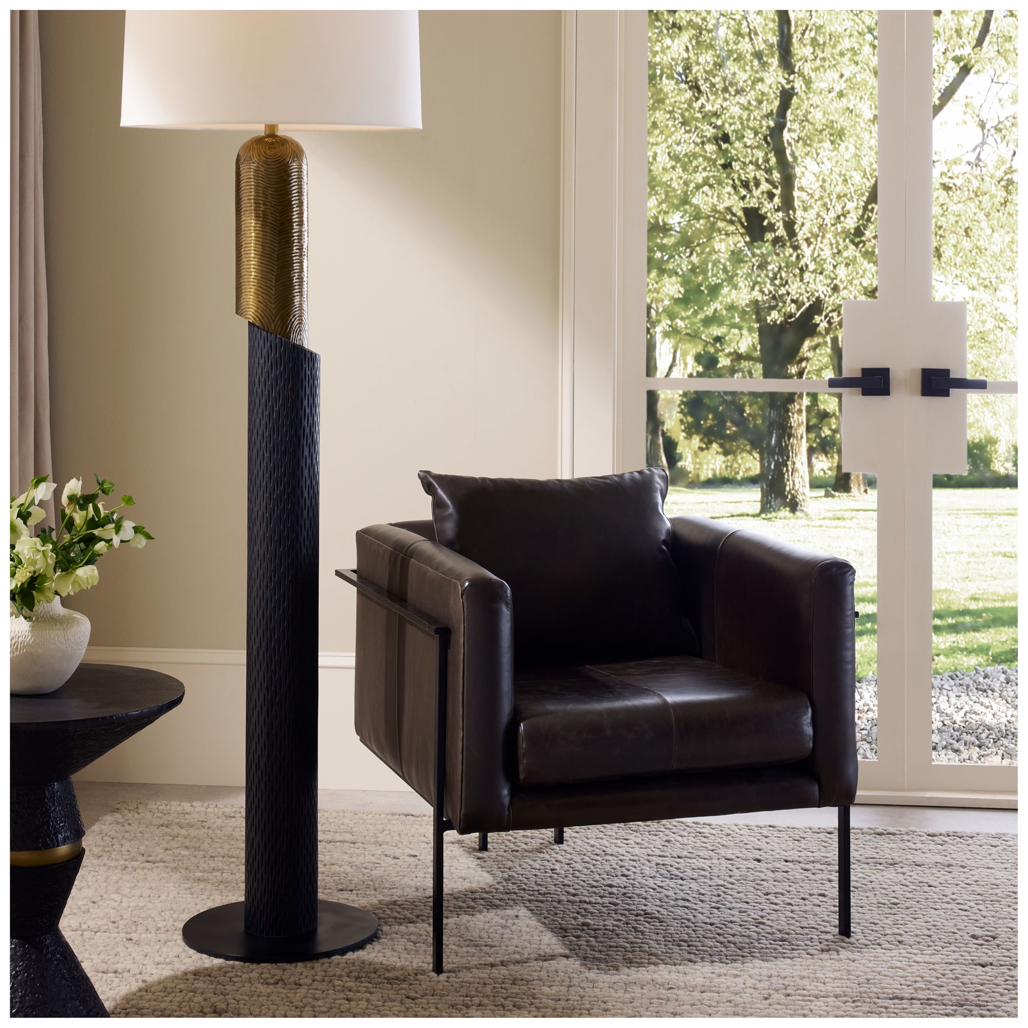 Arteriors  Hartford Mango Wood Floor Lamp Black
