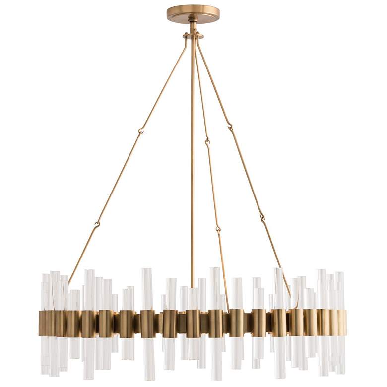 Image 1 Arteriors- Haskell Large Chandelier- 34" Antique Brass, Clear Acrylic