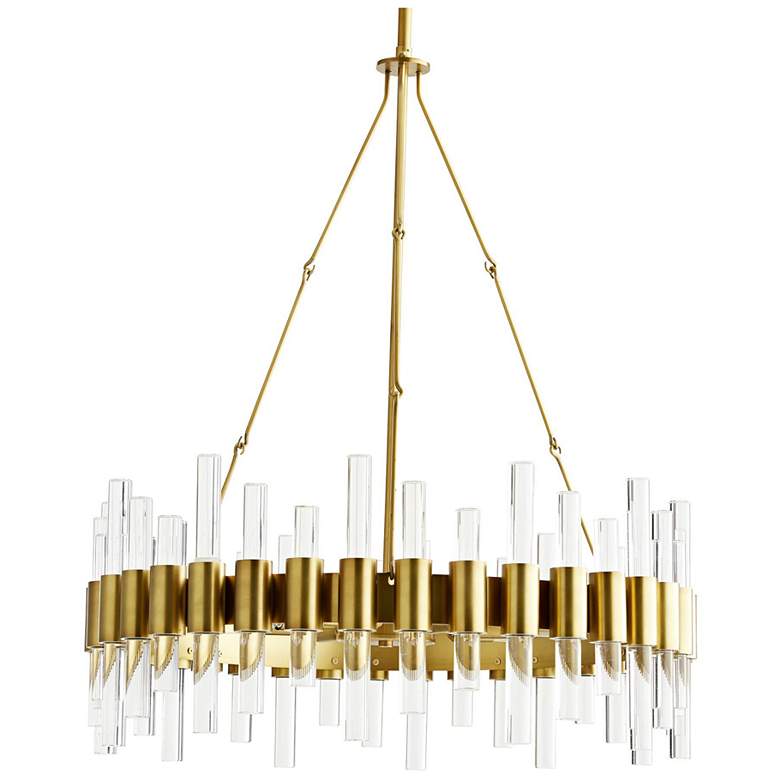 Image 1 Arteriors- Haskell Small Chandelier- 26 inch Antique Brass, Clear Acrylic