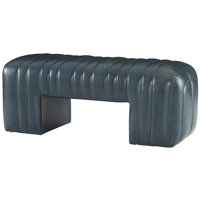 Image 3 Arteriors Hastings Bench Distressed Storm Leather more views