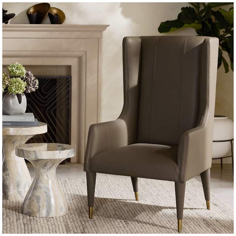 Image 1 Arteriors Hawthorne Host Chair Dove Leather