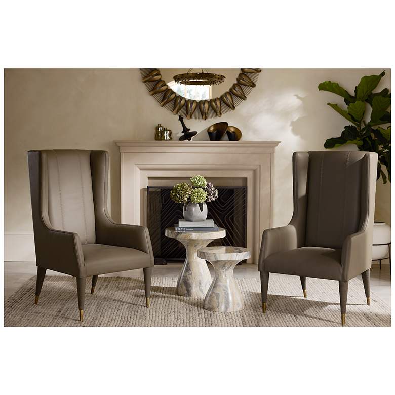 Image 3 Arteriors Hawthorne Host Chair Dove Leather more views