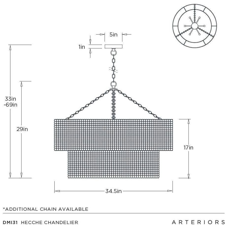 Arteriors Hecche Chandelier 35" Carbon