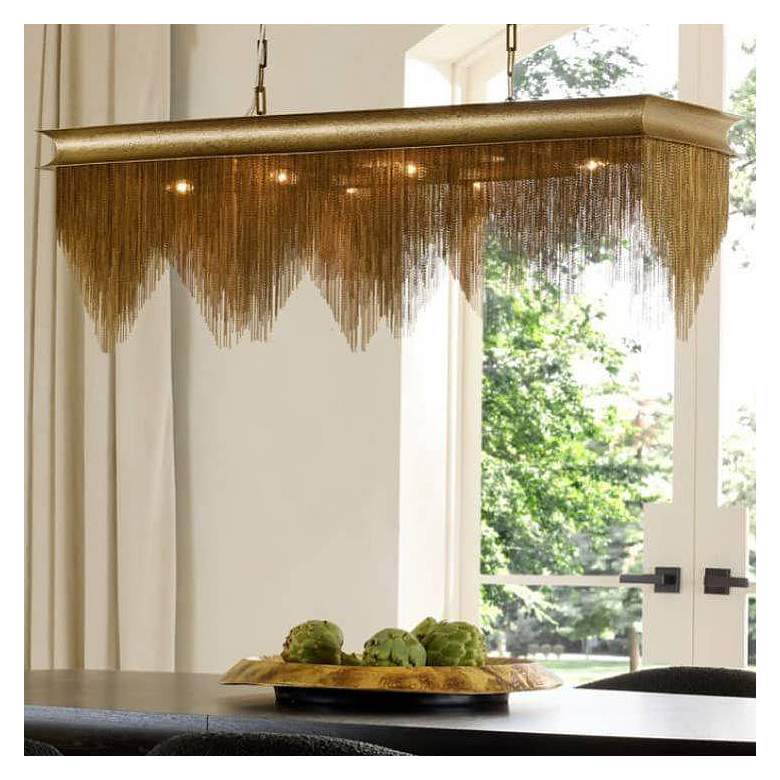 Image 1 Arteriors  Heiress Linear Chandelier 48" Vintage Brass