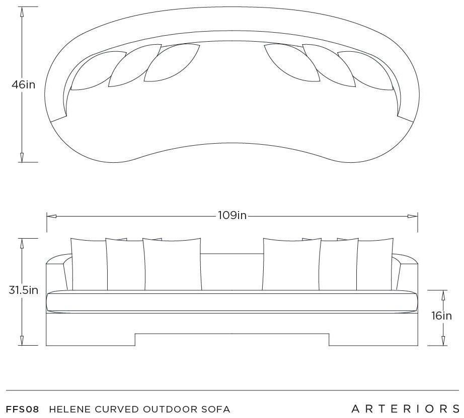 Image 7 Arteriors Helene Curved Outdoor Sofa Pearl more views
