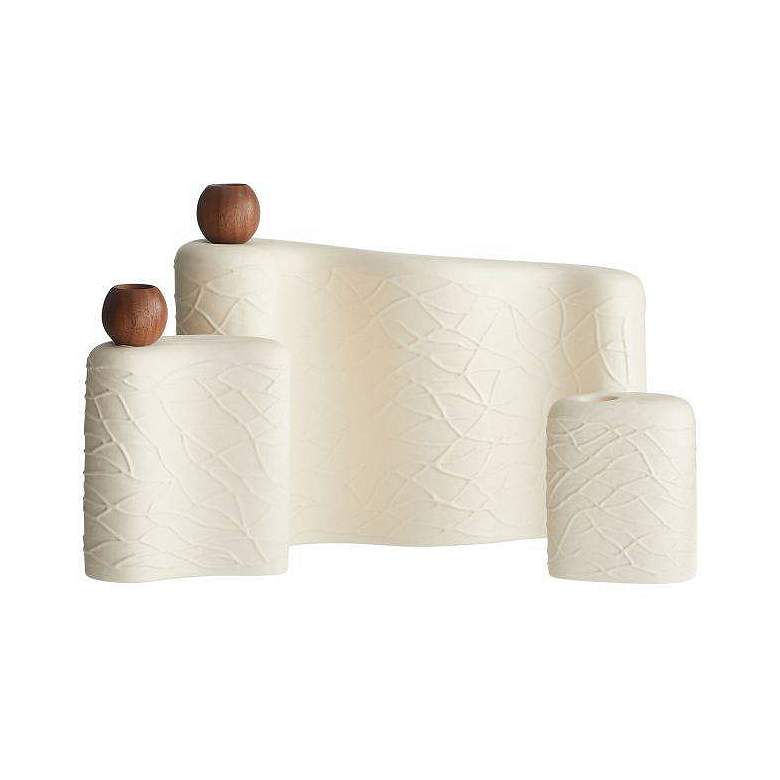 Image 1 Arteriors Hesner Candleholders, Set of 3 Matte Eggshell
