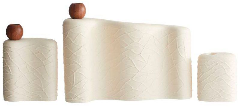 Image 2 Arteriors  Hesner Candleholders, Set of 3 Matte Eggshell more views