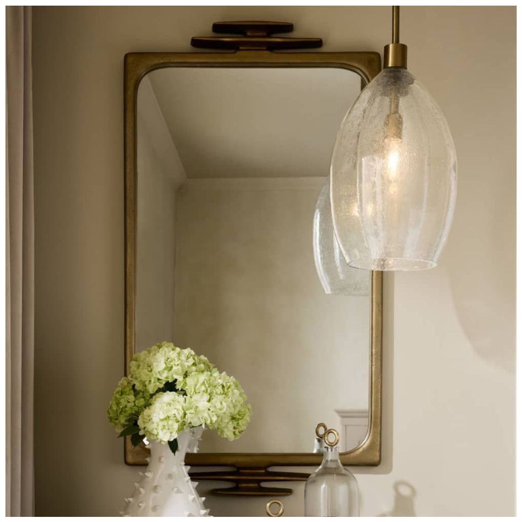 Arteriors  Hilary Pendant 11" Clear Vintage Brass