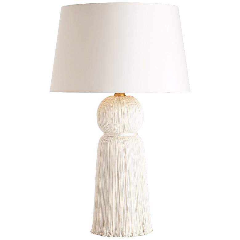 Image 1 Arteriors Home 29 inch High Modern White Tassel Table Lamp