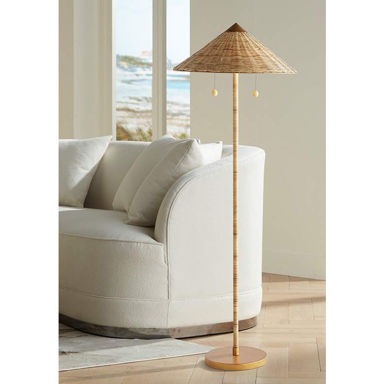 Image 1 Arteriors Home 59" High Terrace Natural Rattan Floor Lamp