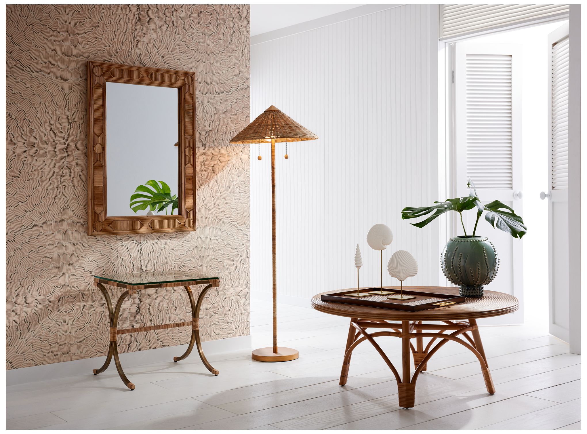 Image 7 Arteriors Home 59" High Terrace Natural Rattan Floor Lamp more views