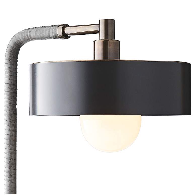 Image 3 Arteriors Home Aaron 24" Heritage Brass and Gray Leather Arc Desk Lamp more views