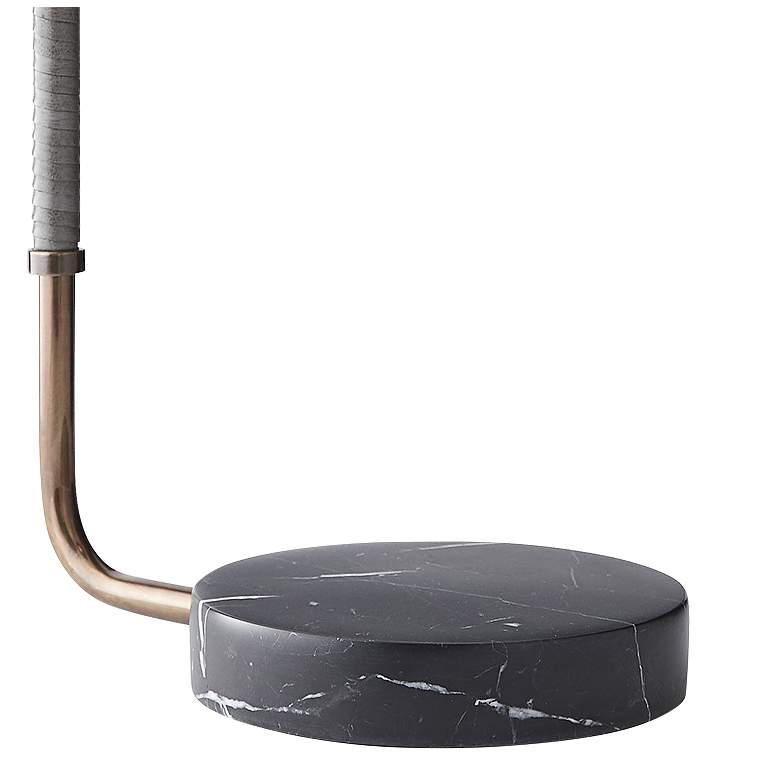 Image 4 Arteriors Home Aaron 24" Heritage Brass and Gray Leather Arc Desk Lamp more views