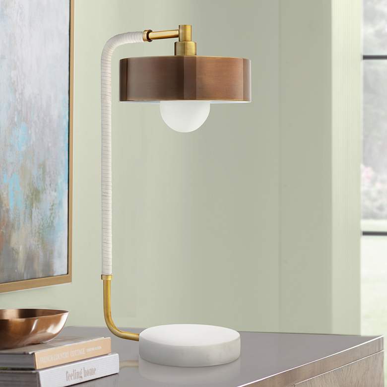 Image 1 Arteriors Home Aaron 24" High Marble and Brass Modern Lamp