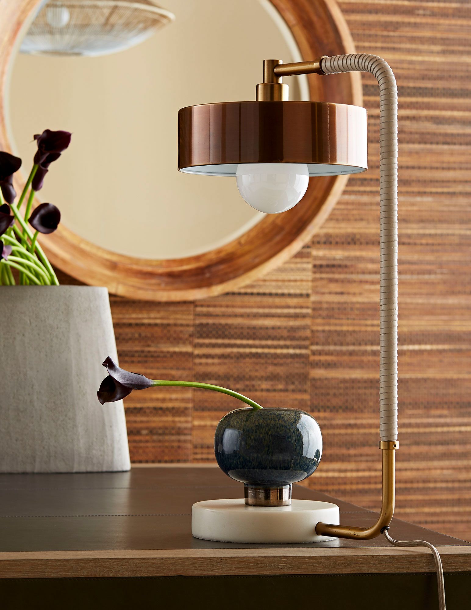 Arteriors Home Aaron 24" High Marble and Brass Modern Lamp in scene