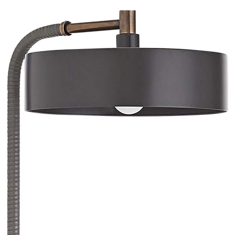 Image 3 Arteriors Home Aaron 63" Modern Brass and Graphite Leather Floor Lamp more views