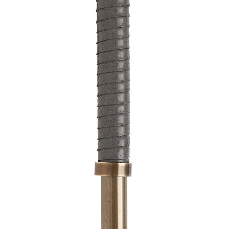 Image 6 Arteriors Home Aaron 63" Modern Brass and Graphite Leather Floor Lamp more views