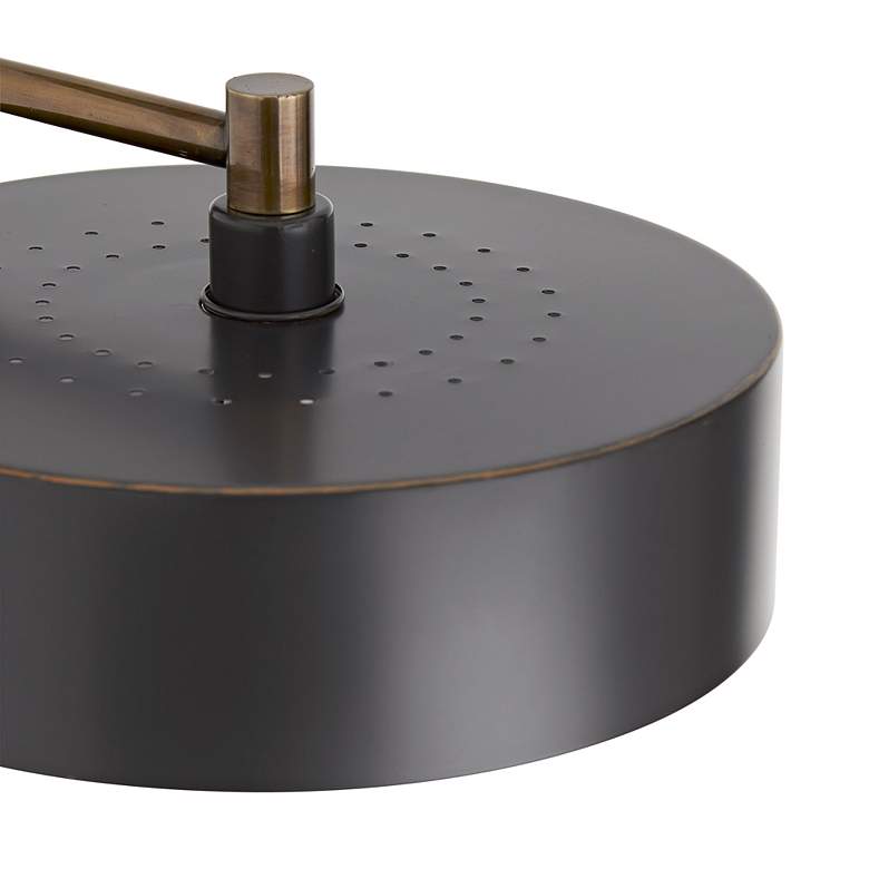 Image 7 Arteriors Home Aaron 63" Modern Brass and Graphite Leather Floor Lamp more views