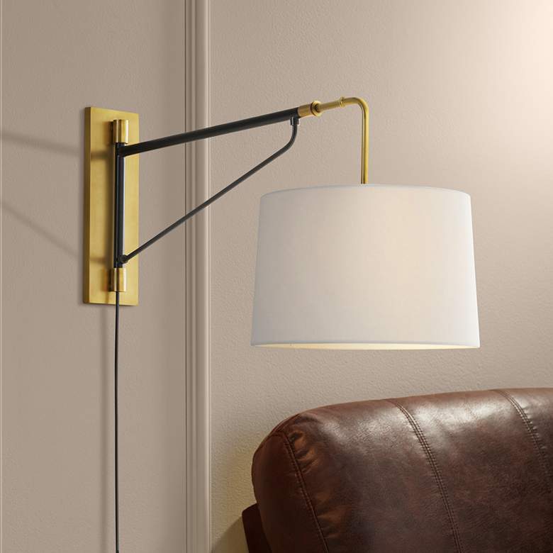 Image 1 Arteriors Home Anthony Bronze Plug-In Swing Arm Wall Lamp