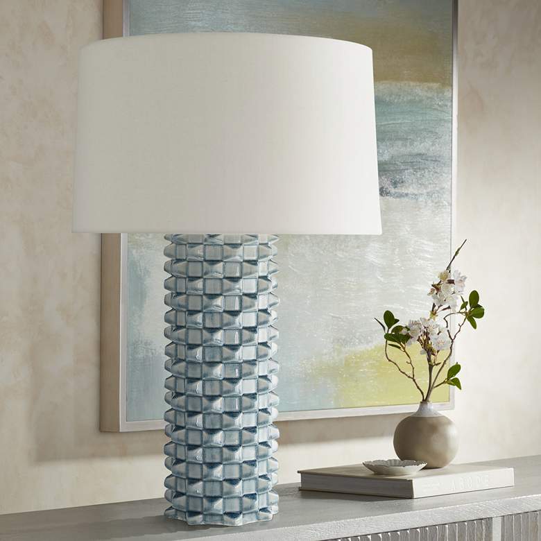 Image 1 Arteriors Home Ari 29 1/2" Celadon Blue Crackle Modern Table Lamp