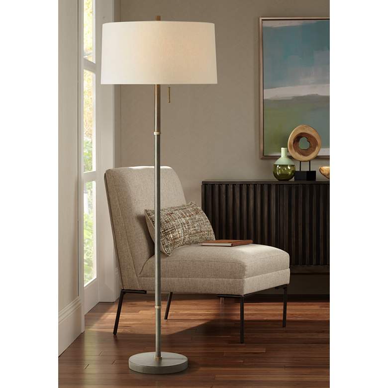 Image 1 Arteriors Home Bailey Gray Leather Floor Lamp