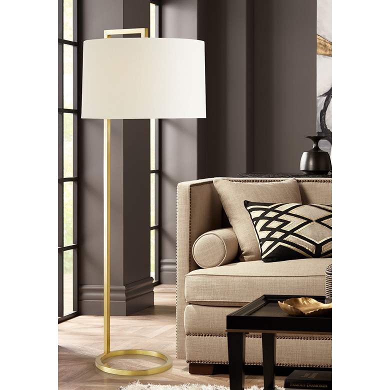 Image 1 Arteriors Home Belden Antique Brass Metal Stem Floor Lamp