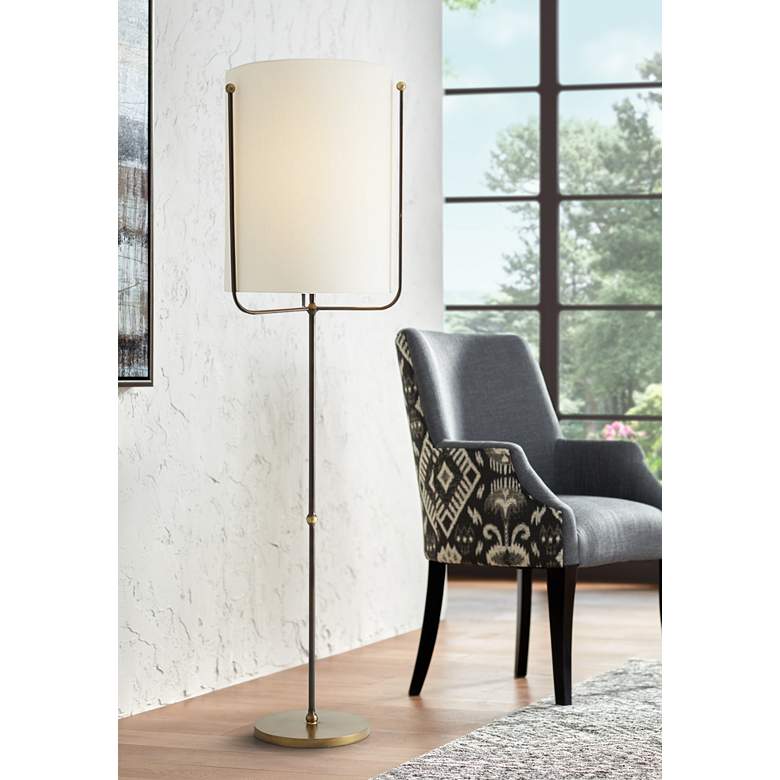 Image 1 Arteriors Home Boise 67 1/2 inch Modern Linen and Bronze Floor Lamp