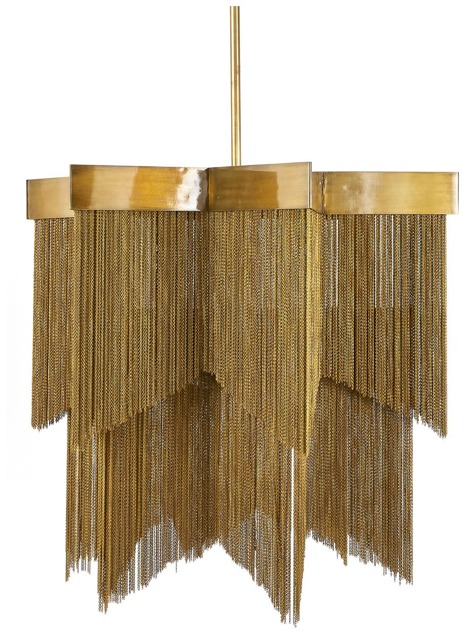 Thumbnail2 of Arteriors Home Bridget 28"W Vintage Brass 2-Tier Chandelier more views