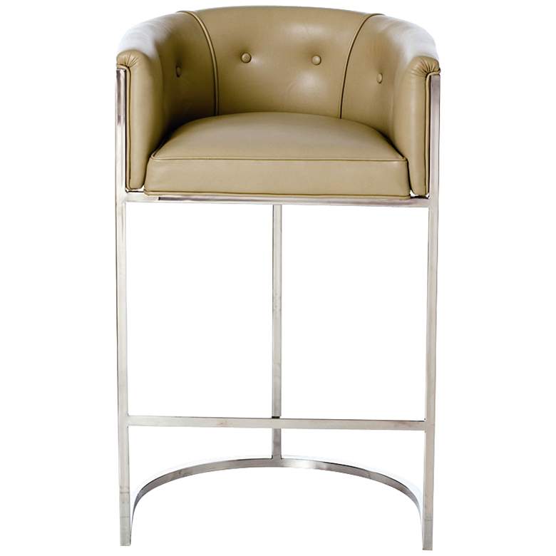 Image 1 Arteriors Home Calvin 30 inch Taupe Polished Nickel Barstool
