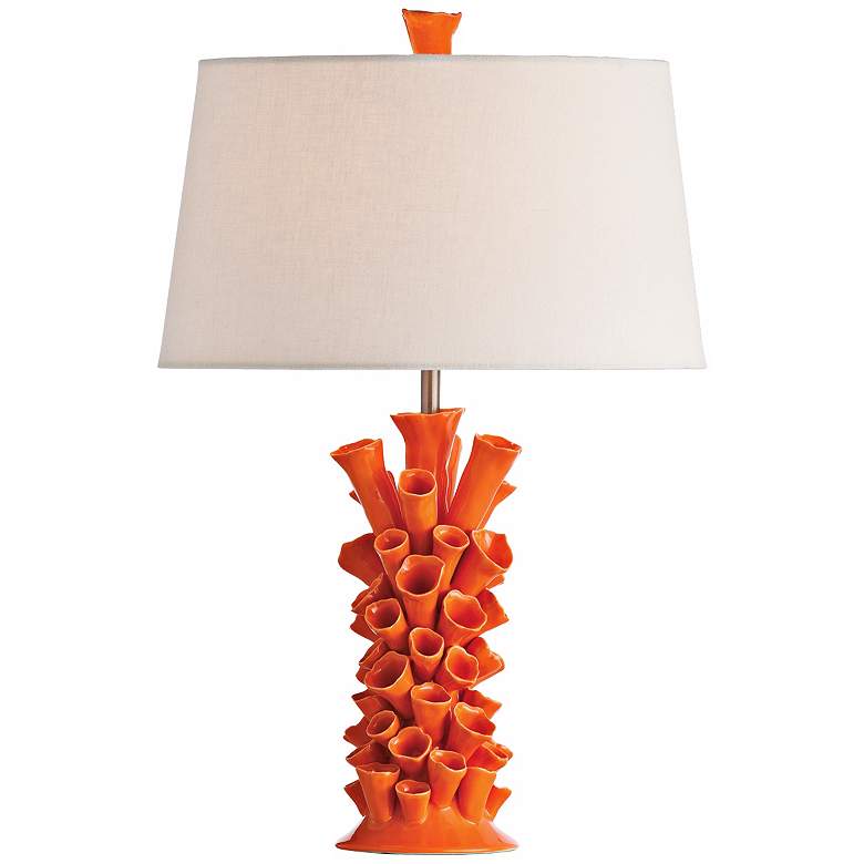 Image 1 Arteriors Home Cassidy Coral Orange Porcelain Table Lamp