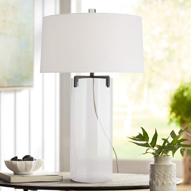 Image 1 Arteriors Home Dale 31" Modern Clear Glass Column Table Lamp