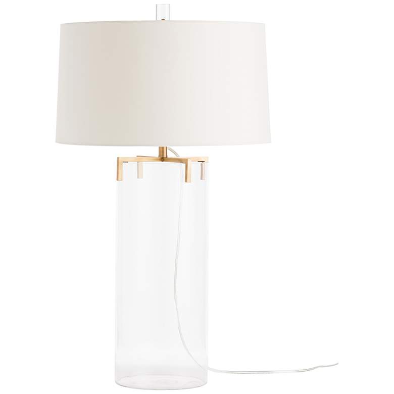 Image 1 Arteriors Home Dale Clear Glass and Brass Column Table Lamp