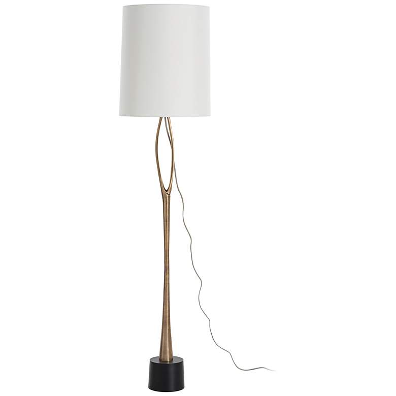 Image 1 Arteriors Home Dash Antique Brass Floor Lamp with Ivory Shade