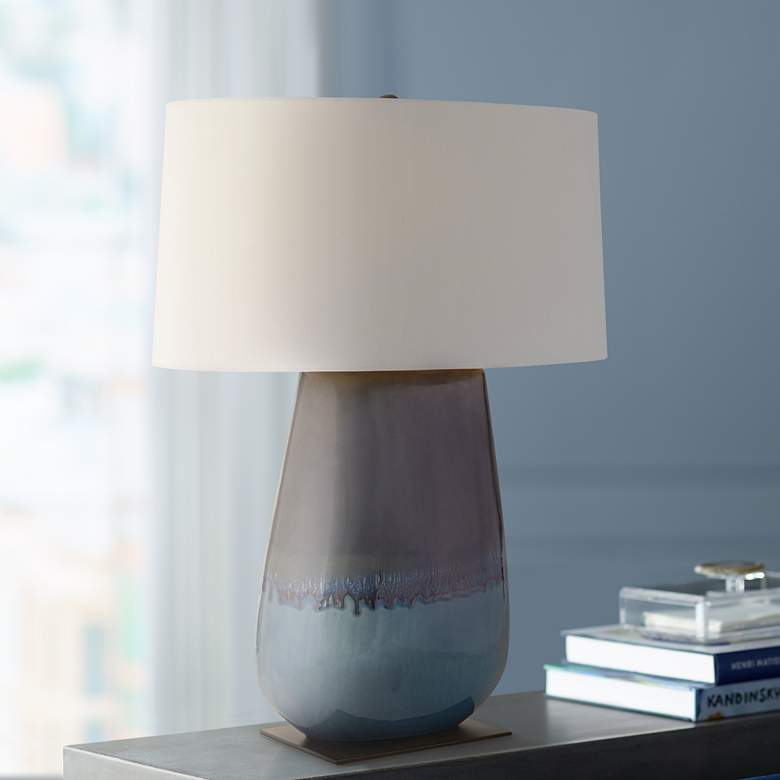 Image 1 Arteriors Home Deagan 29" Blue Teal Modern Ceramic Table Lamp