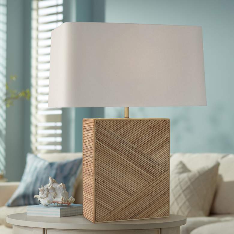 Image 1 Arteriors Home Domingo Natural Rattan Rectangular Table Lamp
