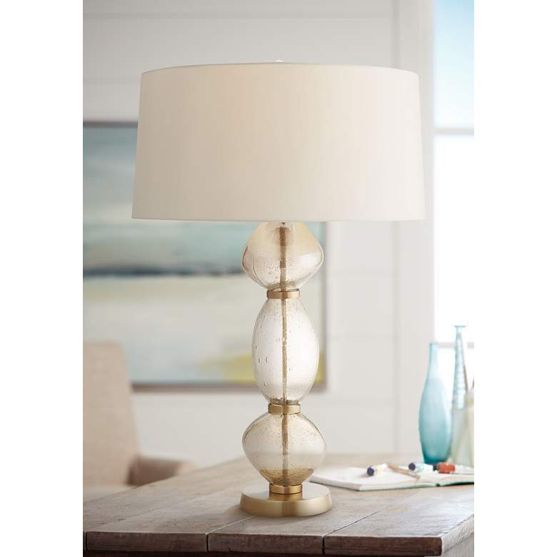 Image 1 Arteriors Home Dreena 32" Smoke Luster Stacked Glass Table Lamp