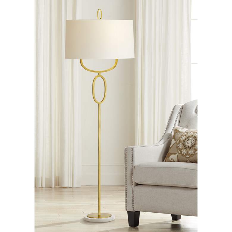 Image 1 Arteriors Home Everley Antique Brass Stem Floor Lamp