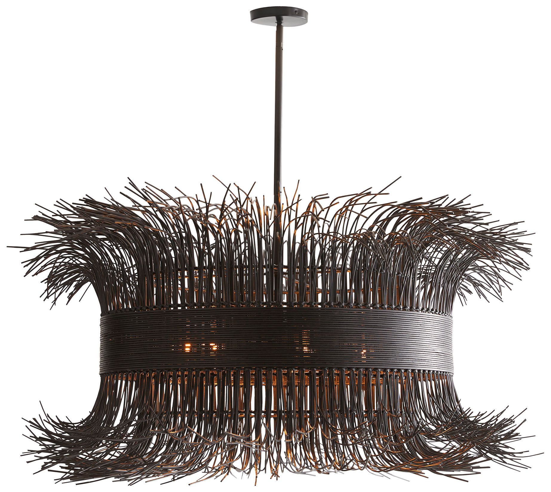 Image 2 Arteriors Home Filamento 42" Wide Black Rattan Chandelier more views
