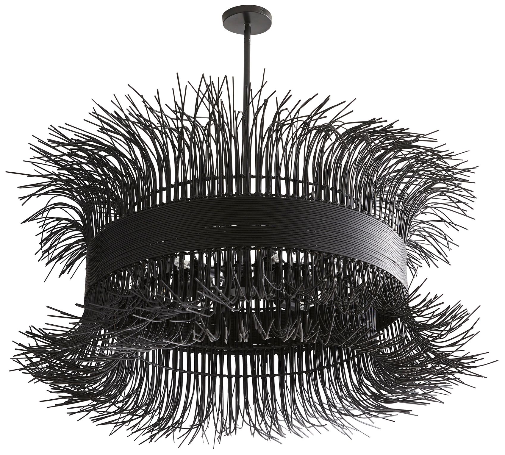 Image 3 Arteriors Home Filamento 42" Wide Black Rattan Chandelier more views