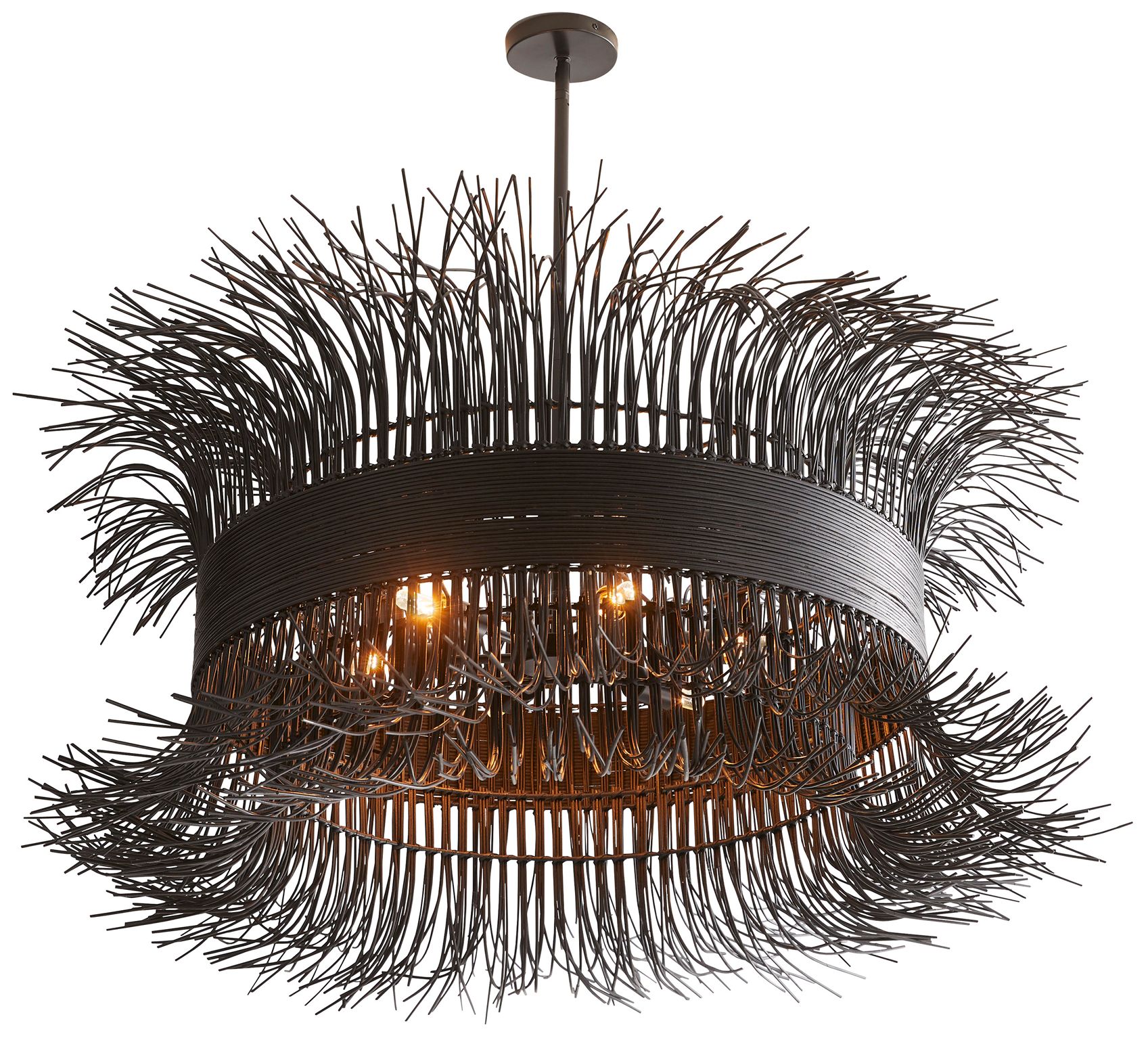 Image 4 Arteriors Home Filamento 42" Wide Black Rattan Chandelier more views