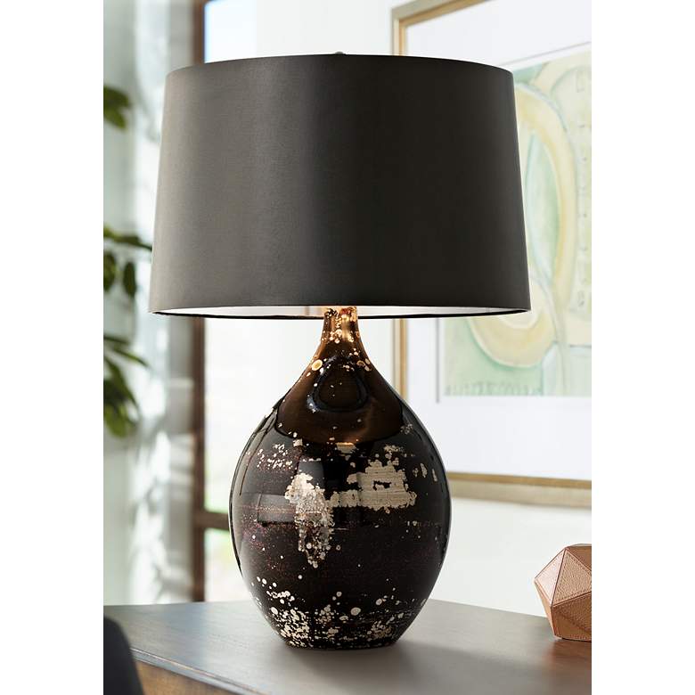 Image 1 Arteriors Home Flynn Mercury Black Reactive Glass Table Lamp