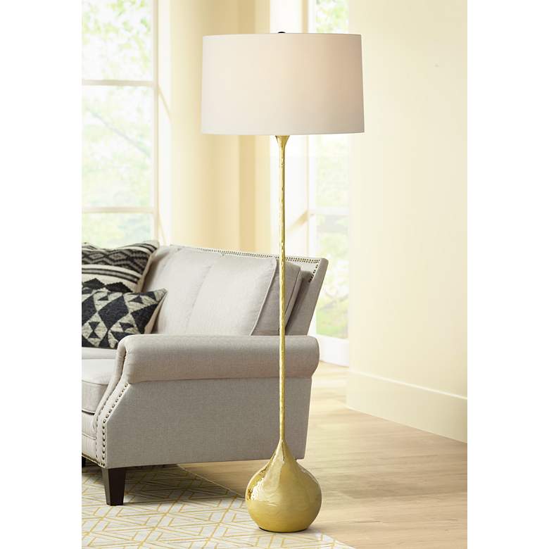 Image 1 Arteriors Home Frida Hammered Polished Brass Floor Lamp