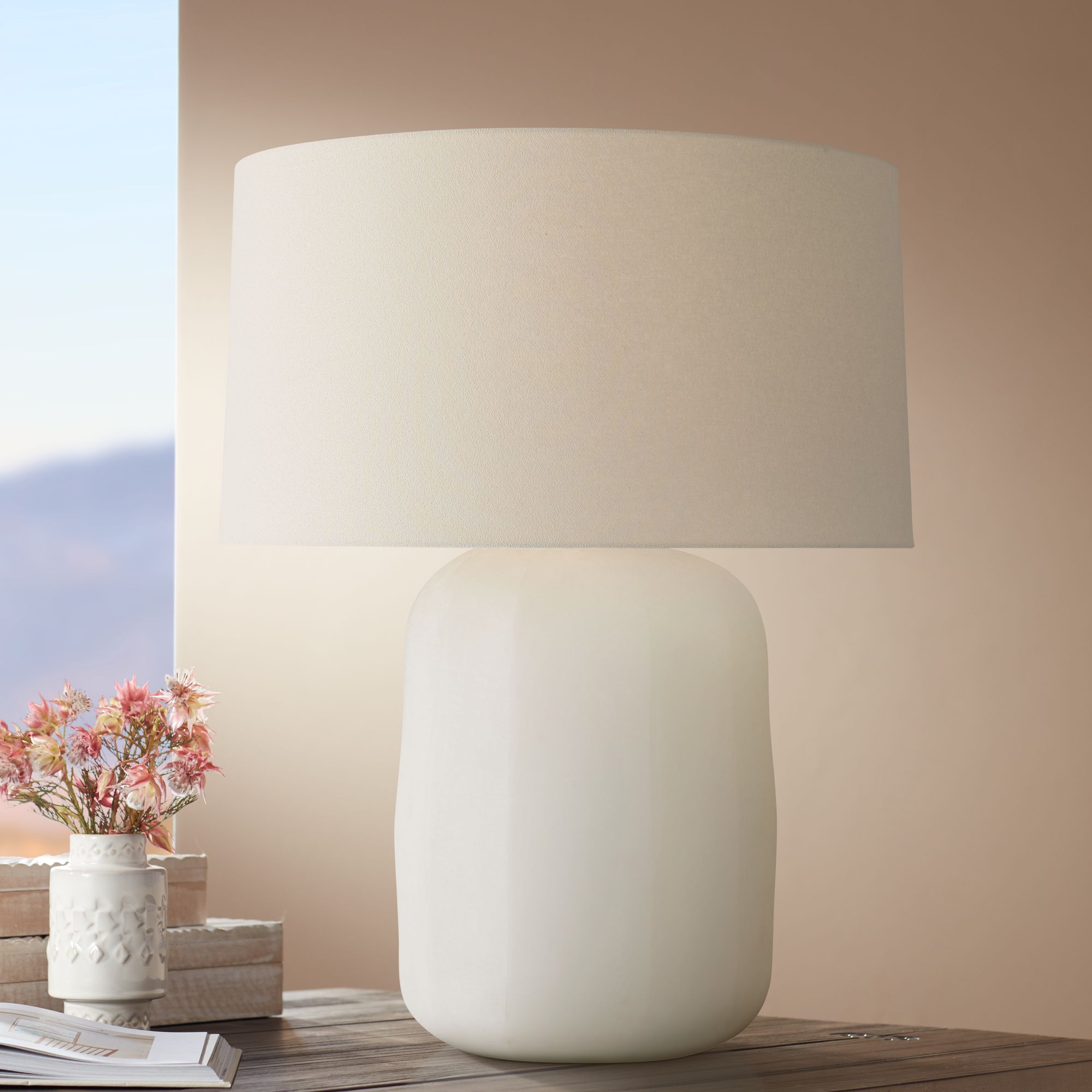 glass white table lamp