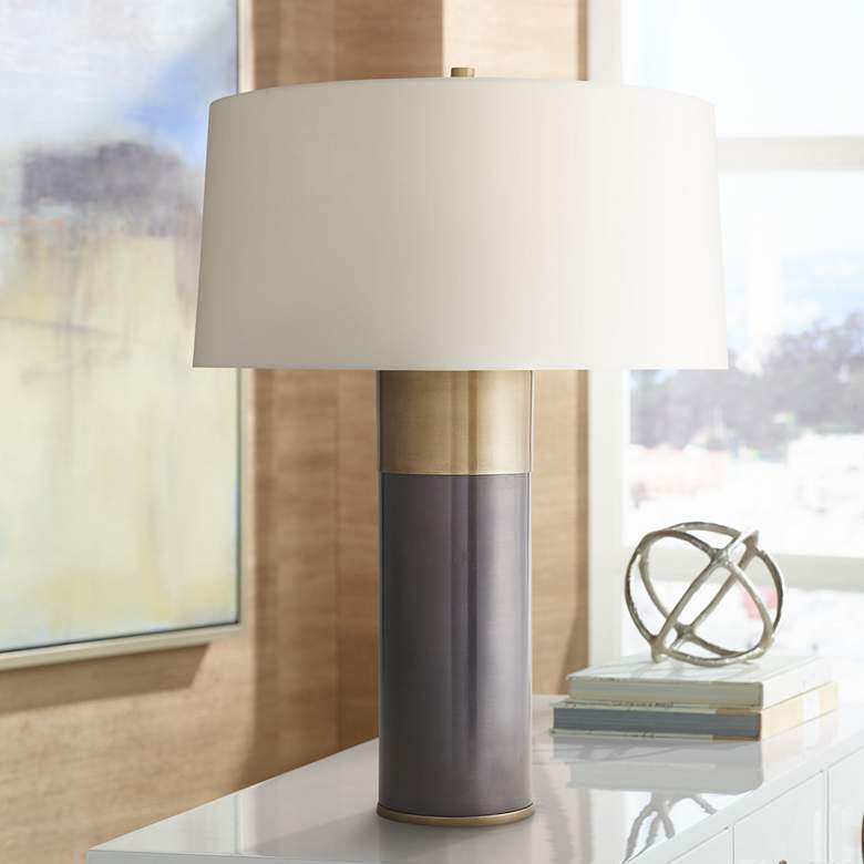 Image 1 Arteriors Home Fulton 29" Bronze and Brass Column Table Lamp
