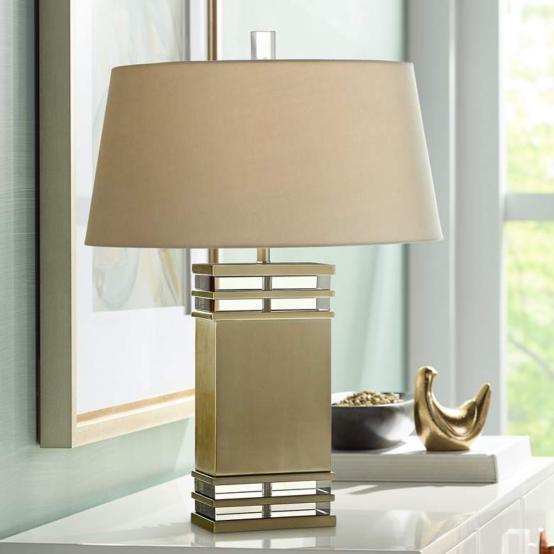 Image 1 Arteriors Home Gannon Pale Brass w/ Smoke Crystal Table Lamp